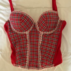 Plaid Red Corset with lace details